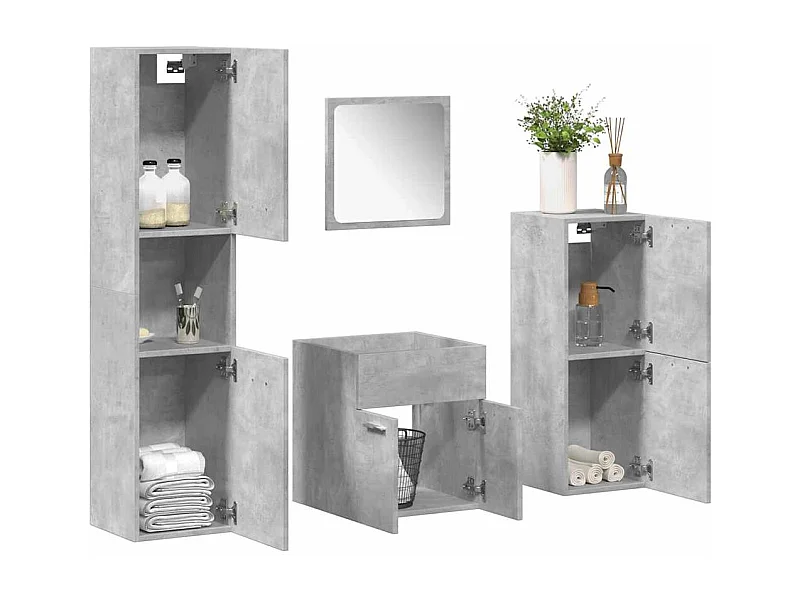 Set di mobili da bagno 4 pezzi grigio cemento