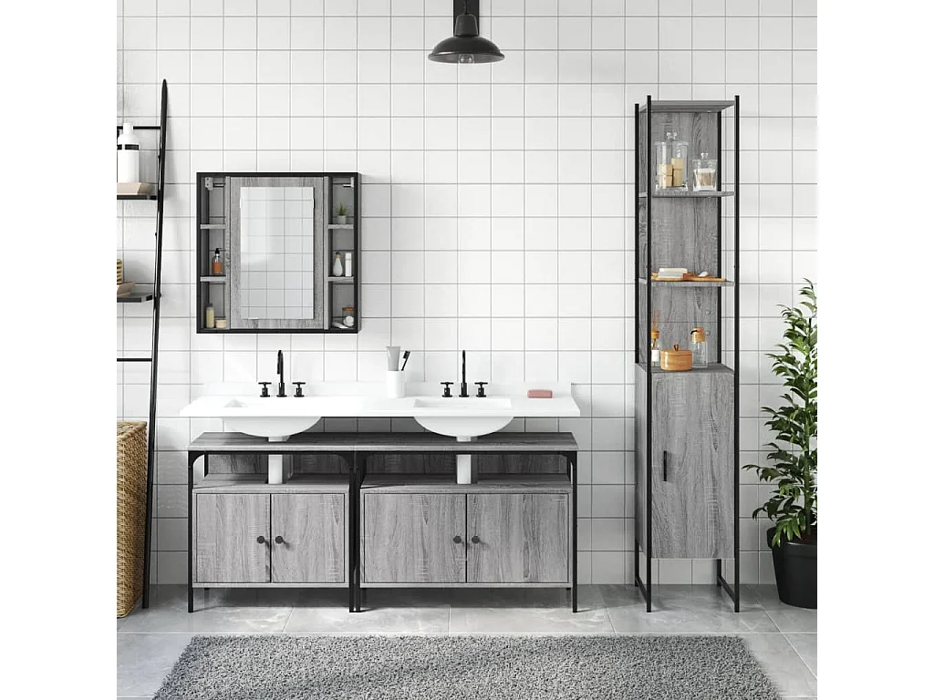 Set di mobili da bagno Sonoma Gray da 4 pezzi