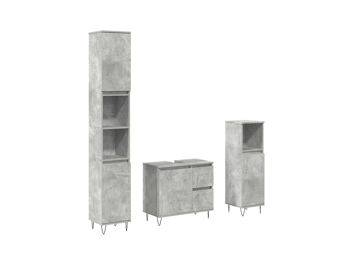 Ensemble de meubles de salle de bain 3 pcs gris béton