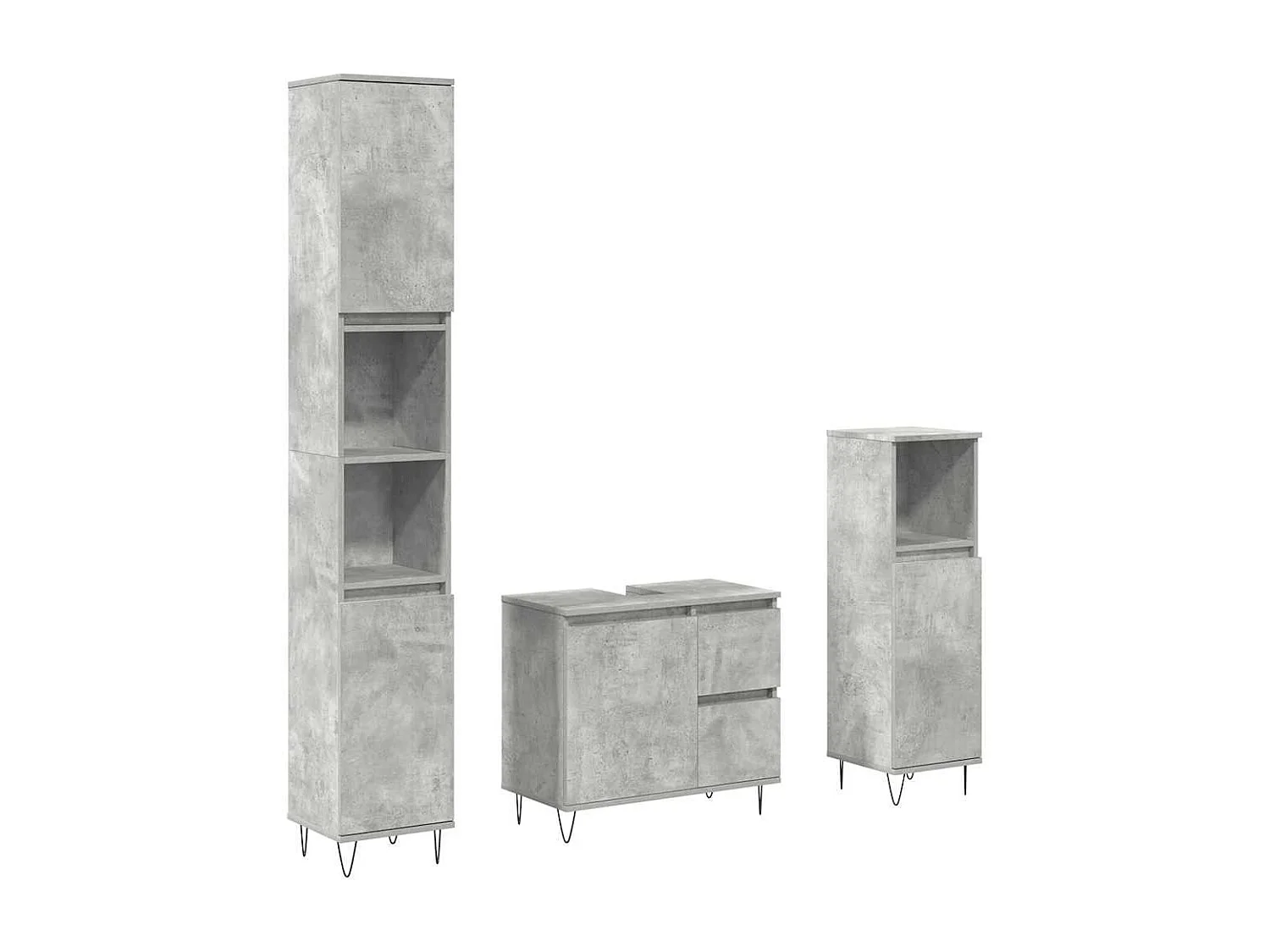 Ensemble de meubles de salle de bain 3 pcs gris béton