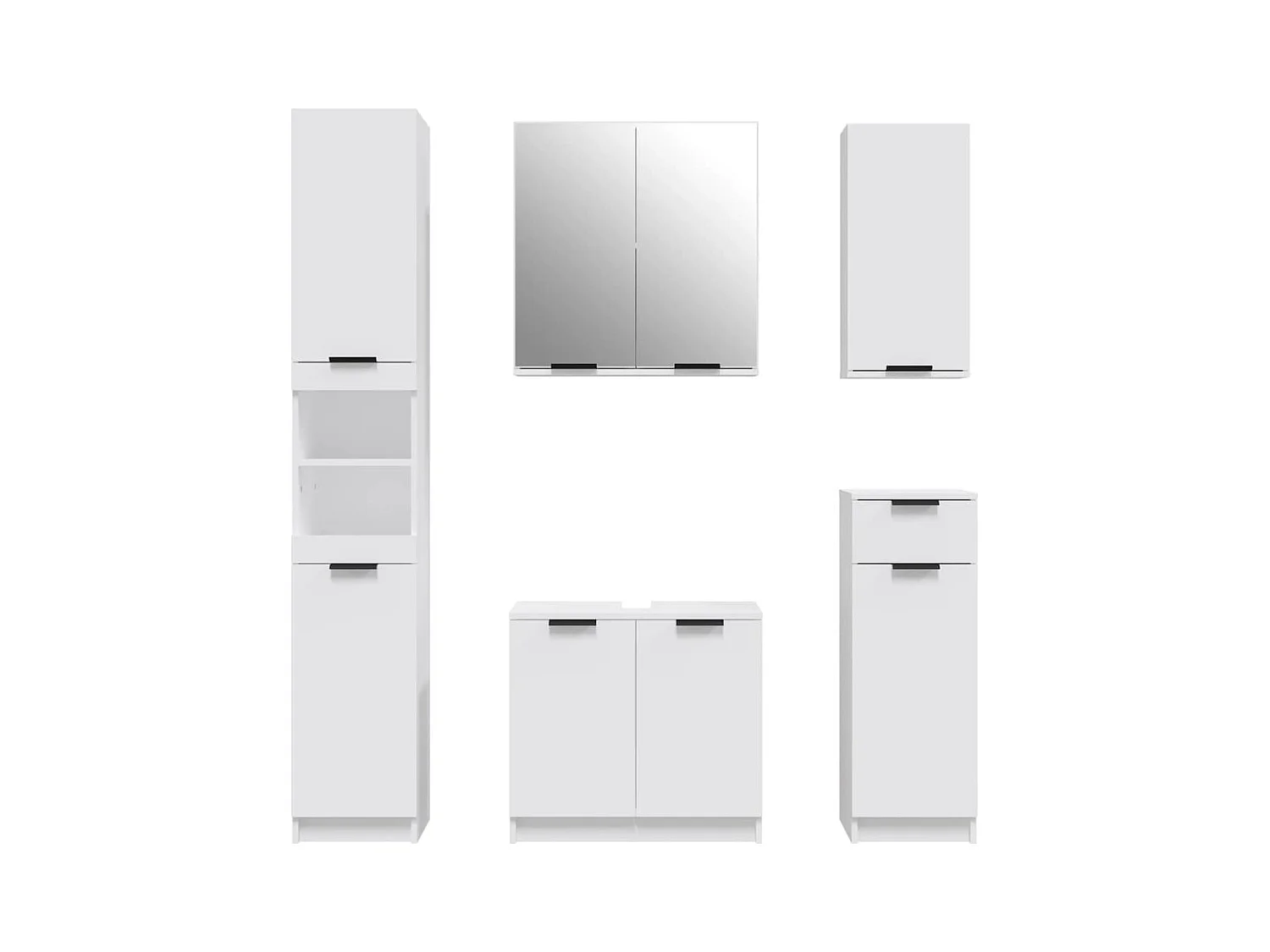 Meubles de salle de bain 5 pcs Blanc Bois d'ingénierie