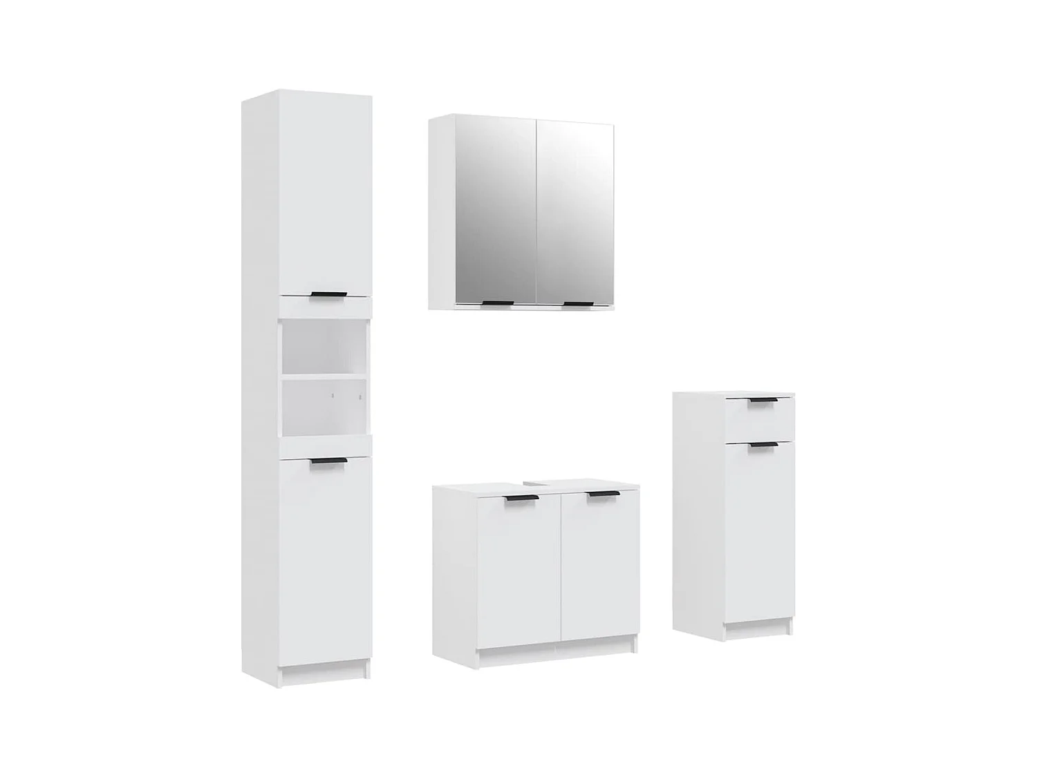 Meubles de salle de bain 4 pcs Blanc Bois d'ingénierie