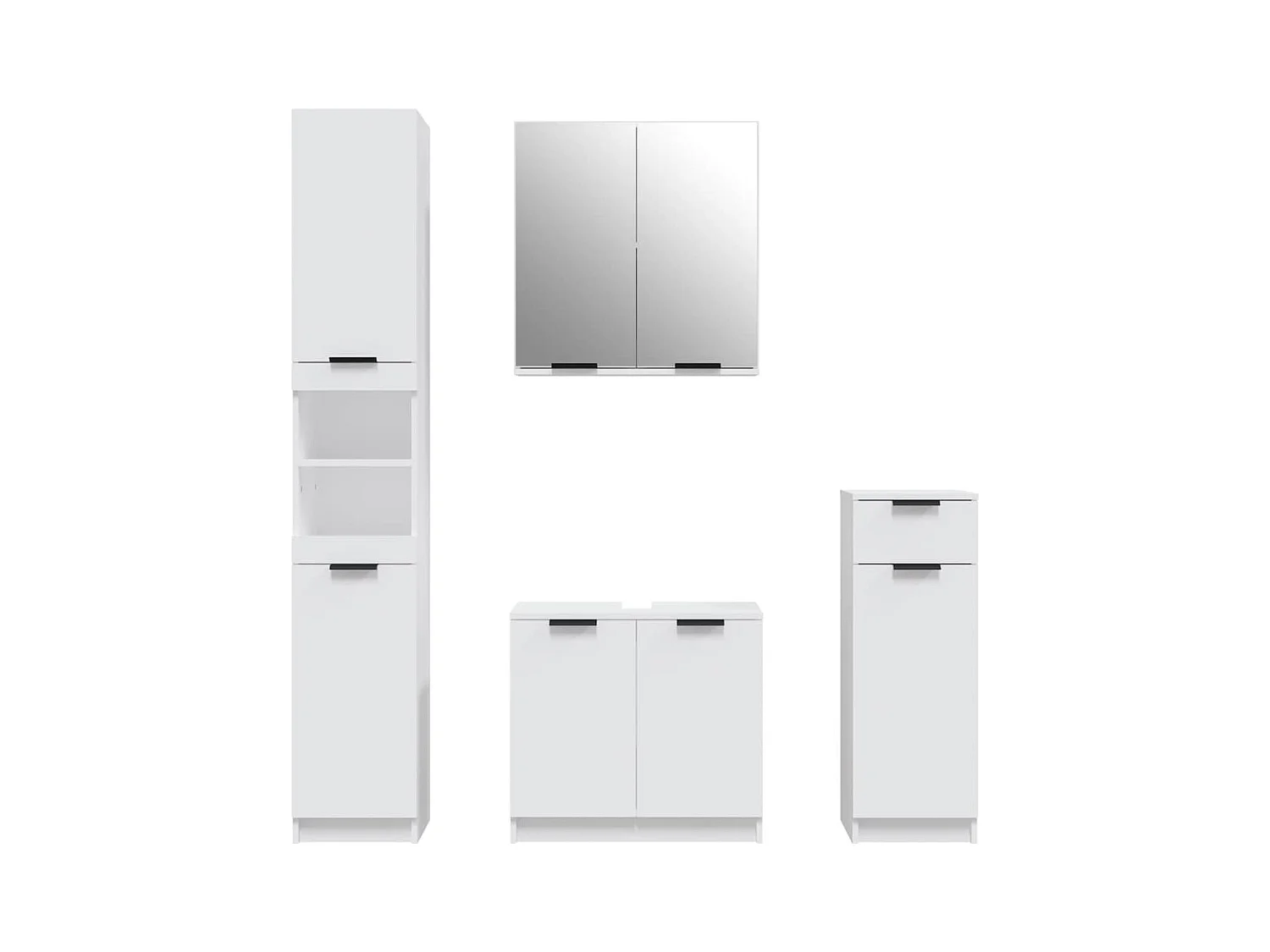 Meubles de salle de bain 4 pcs Blanc Bois d'ingénierie