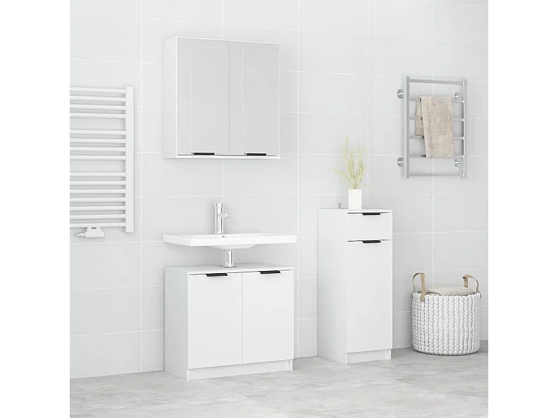 3-delige badkamermeubelset wit bewerkt hout