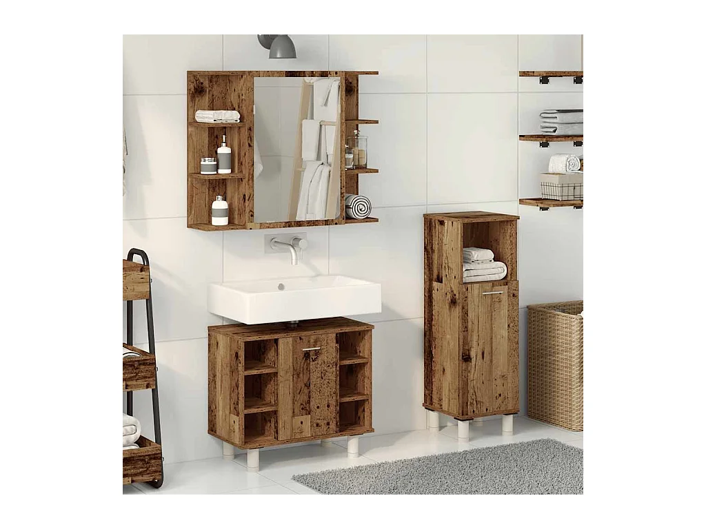 Ensemble de meubles salle de bain 3 pcs bois d'ingénierie