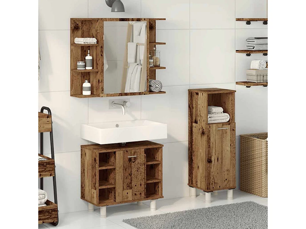 Ensemble de meubles salle de bain 3 pcs bois d'ingénierie