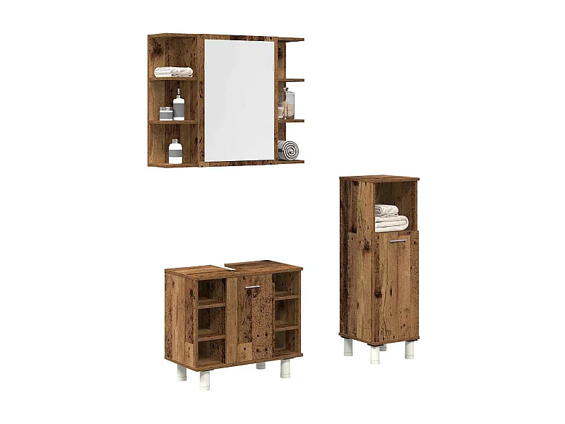 Ensemble de meubles salle de bain 3 pcs bois d'ingénierie