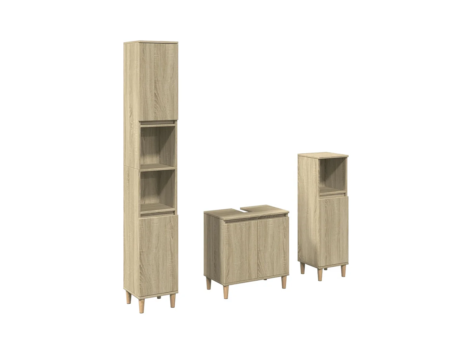 Conjunto de muebles de baño de 3 piezas roble sonoma