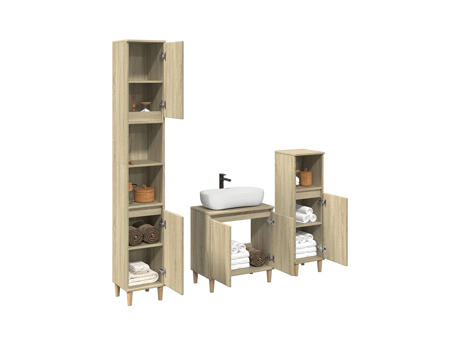 Conjunto de muebles de baño de 3 piezas roble sonoma