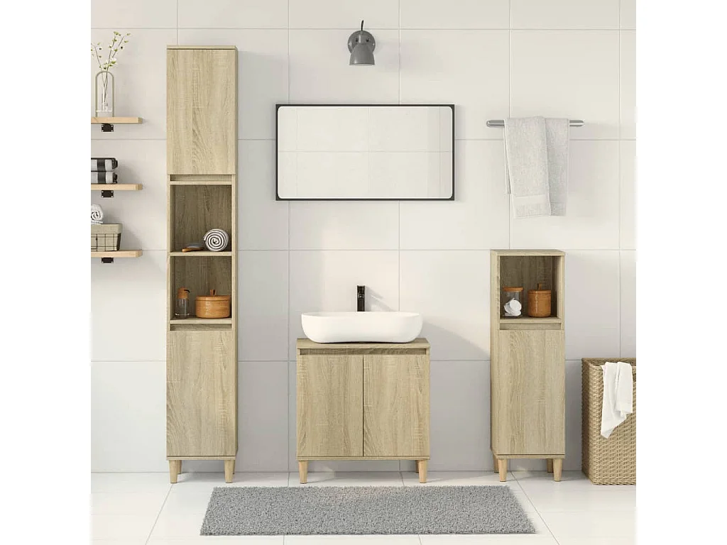 Conjunto de muebles de baño de 3 piezas roble sonoma