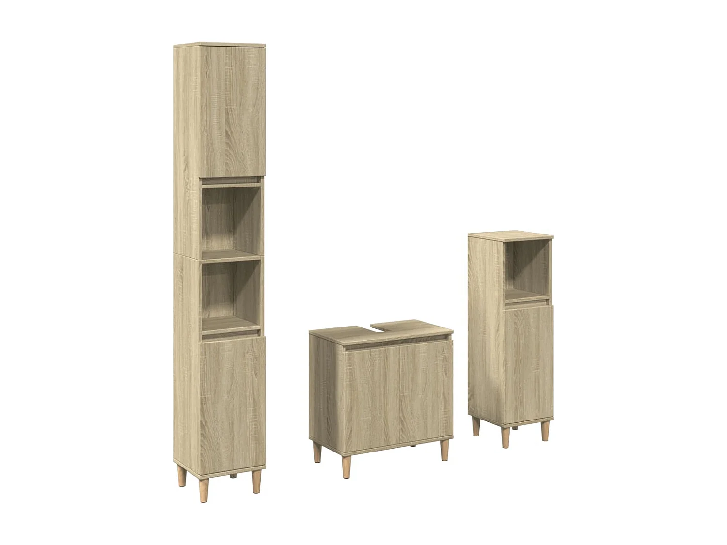 Conjunto de muebles de baño de 3 piezas roble sonoma