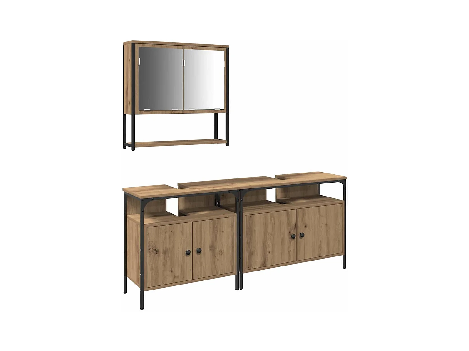 Ensemble de mobilier de salle de bain avec porte 3 pcs Marron
