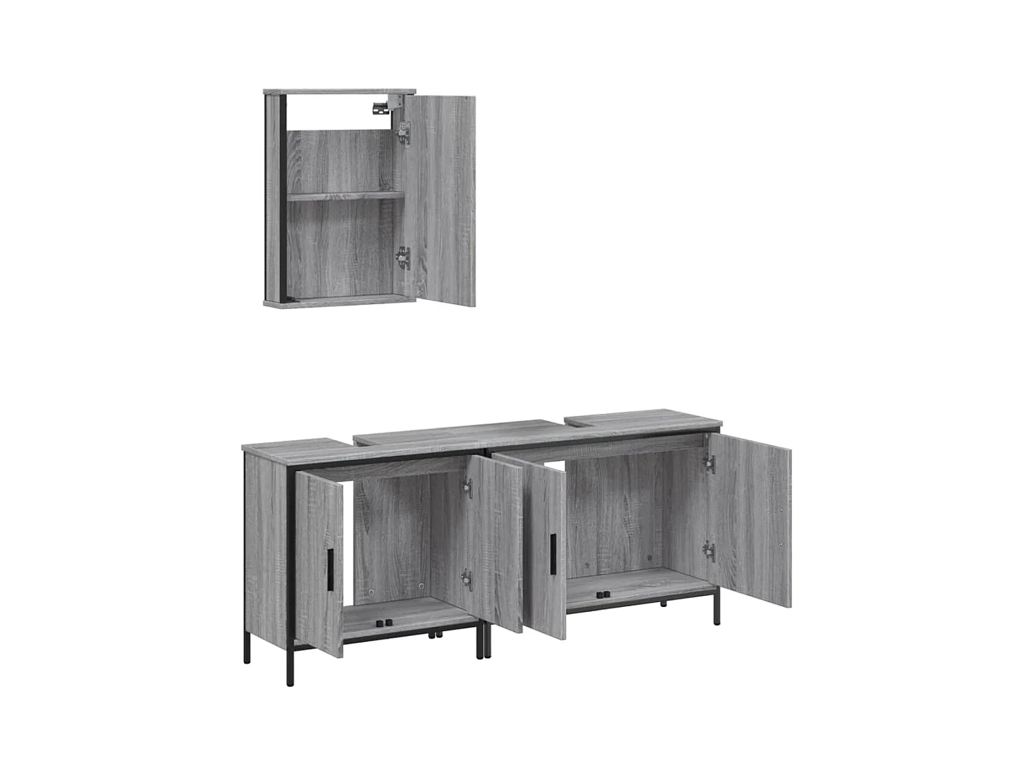 Ensemble de meubles de salle de bain 3 pcs Sonoma gris