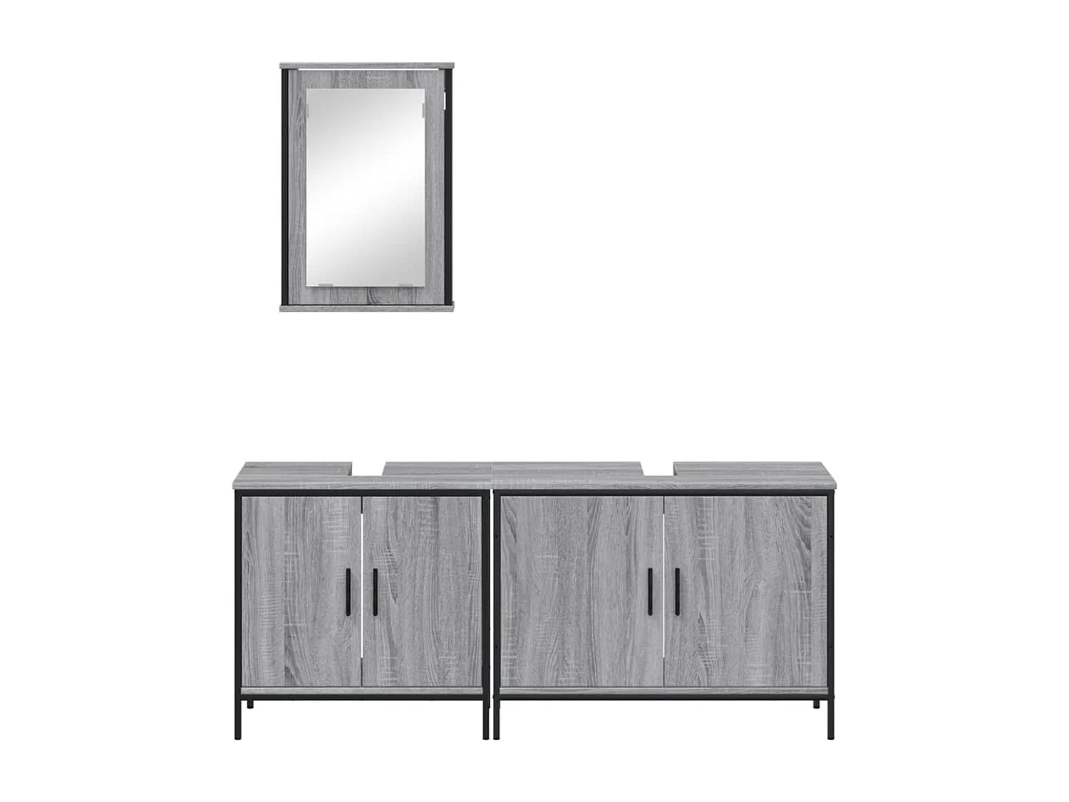 Ensemble de meubles de salle de bain 3 pcs Sonoma gris