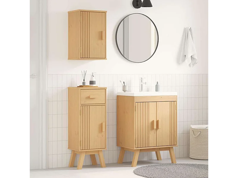 Ensemble de meubles de salle de bain avec tiroir 3 pcs Marron