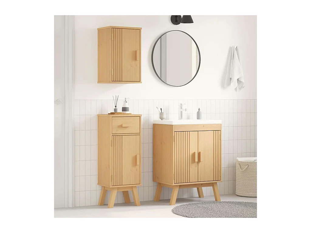 Ensemble de meubles de salle de bain avec tiroir 3 pcs Marron