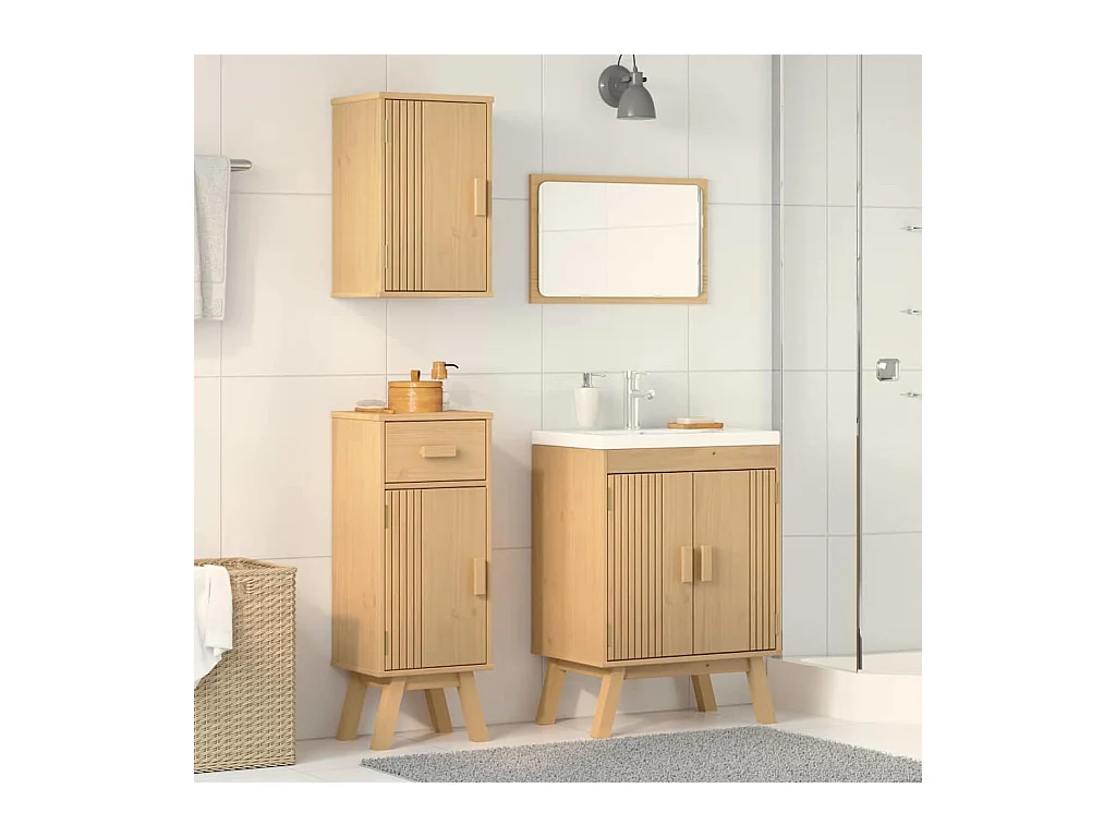 Ensemble de meubles de salle de bain avec tiroir 3 pcs Marron
