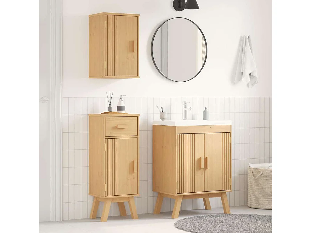 Ensemble de meubles de salle de bain avec tiroir 3 pcs Marron