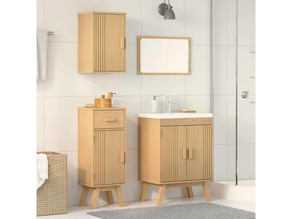 Ensemble de meubles de salle de bain avec tiroir 3 pcs Marron