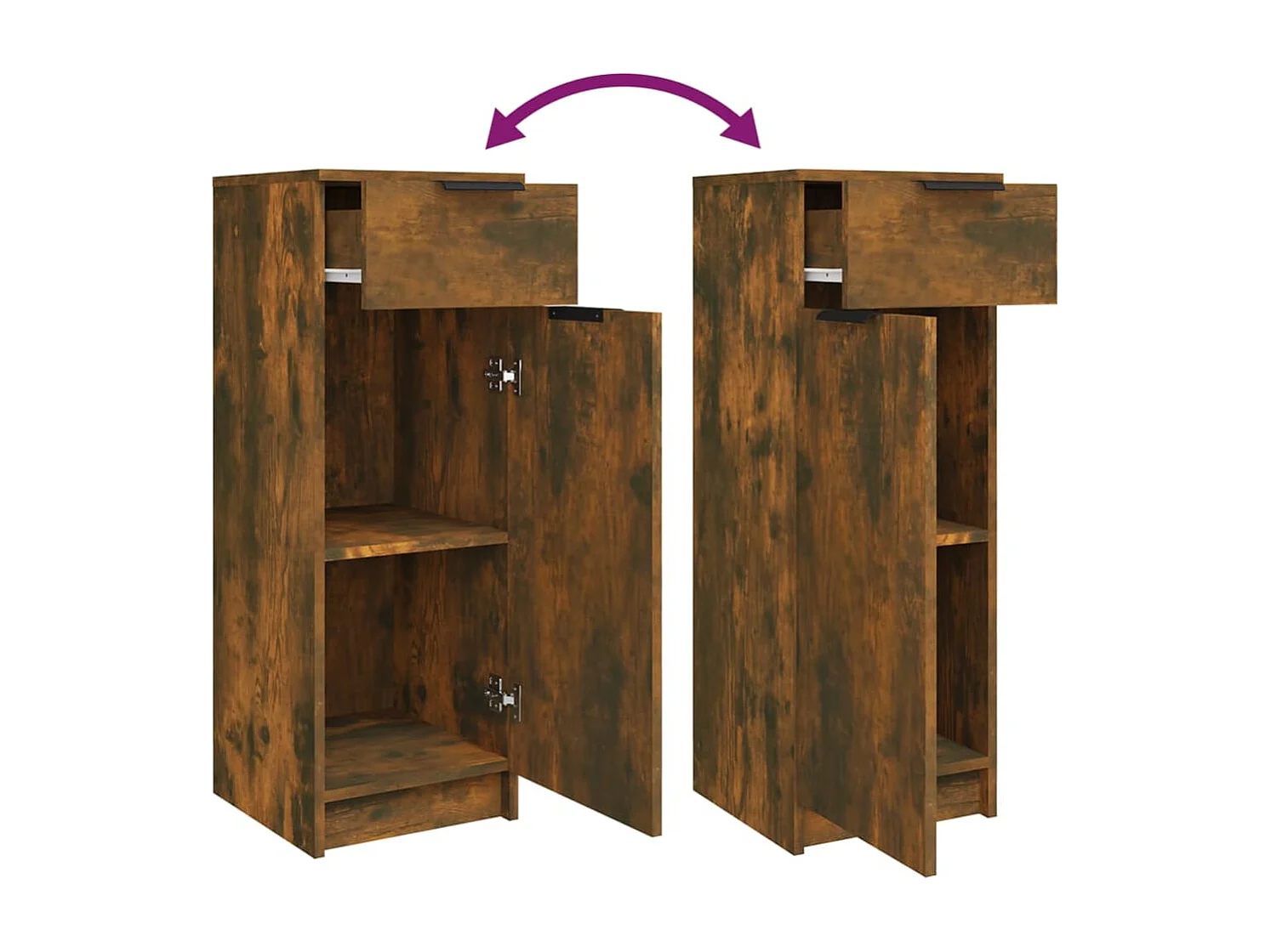 Set di mobili da bagno in rovere affumicato da 3 pezzi