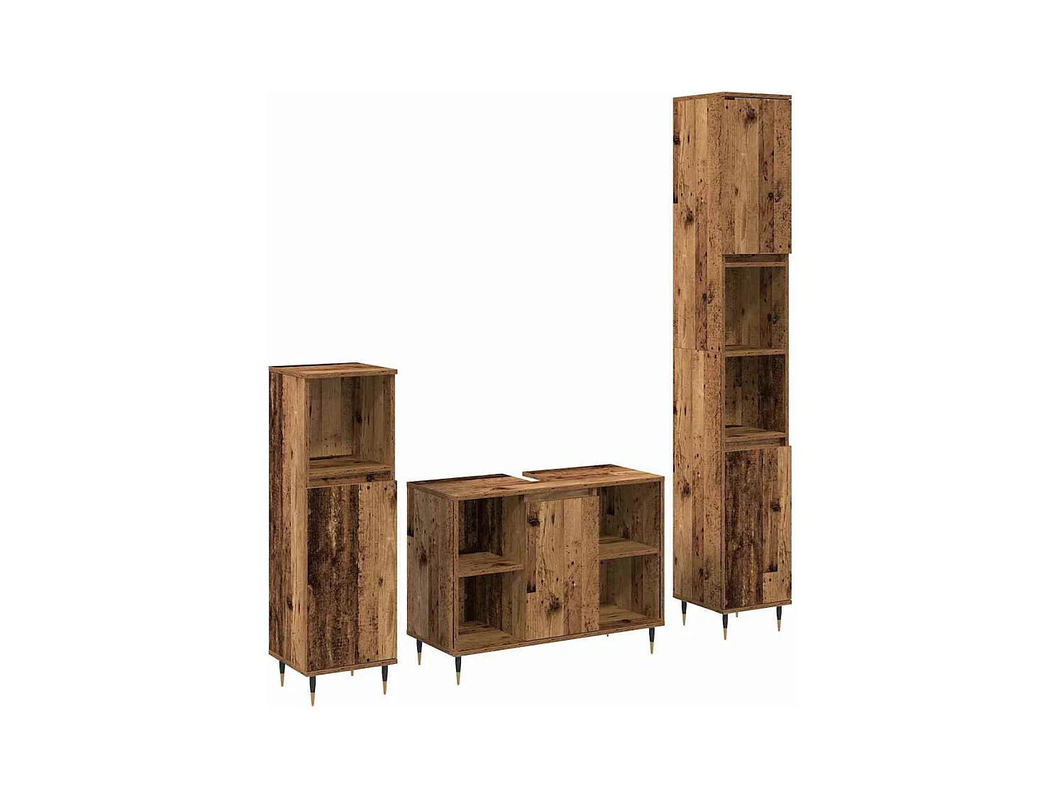 Ensemble de Meubles de Salle de Bain 3 pcs Bois Ancien