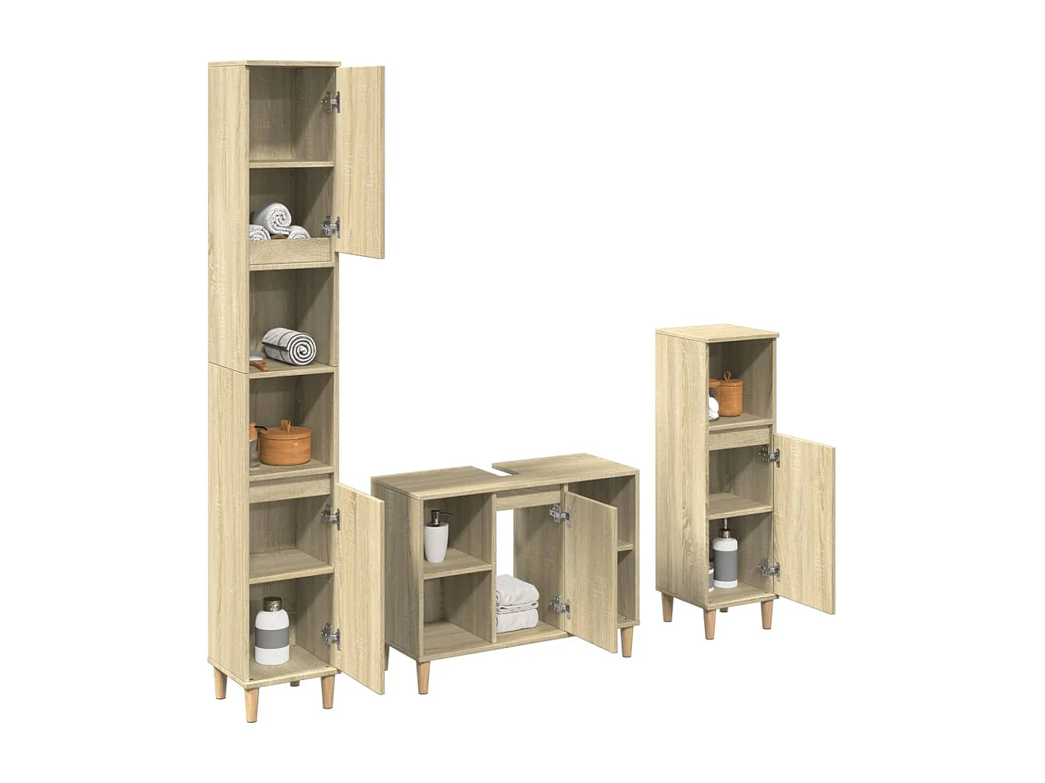 Conjunto de muebles de baño de 3 piezas roble sonoma