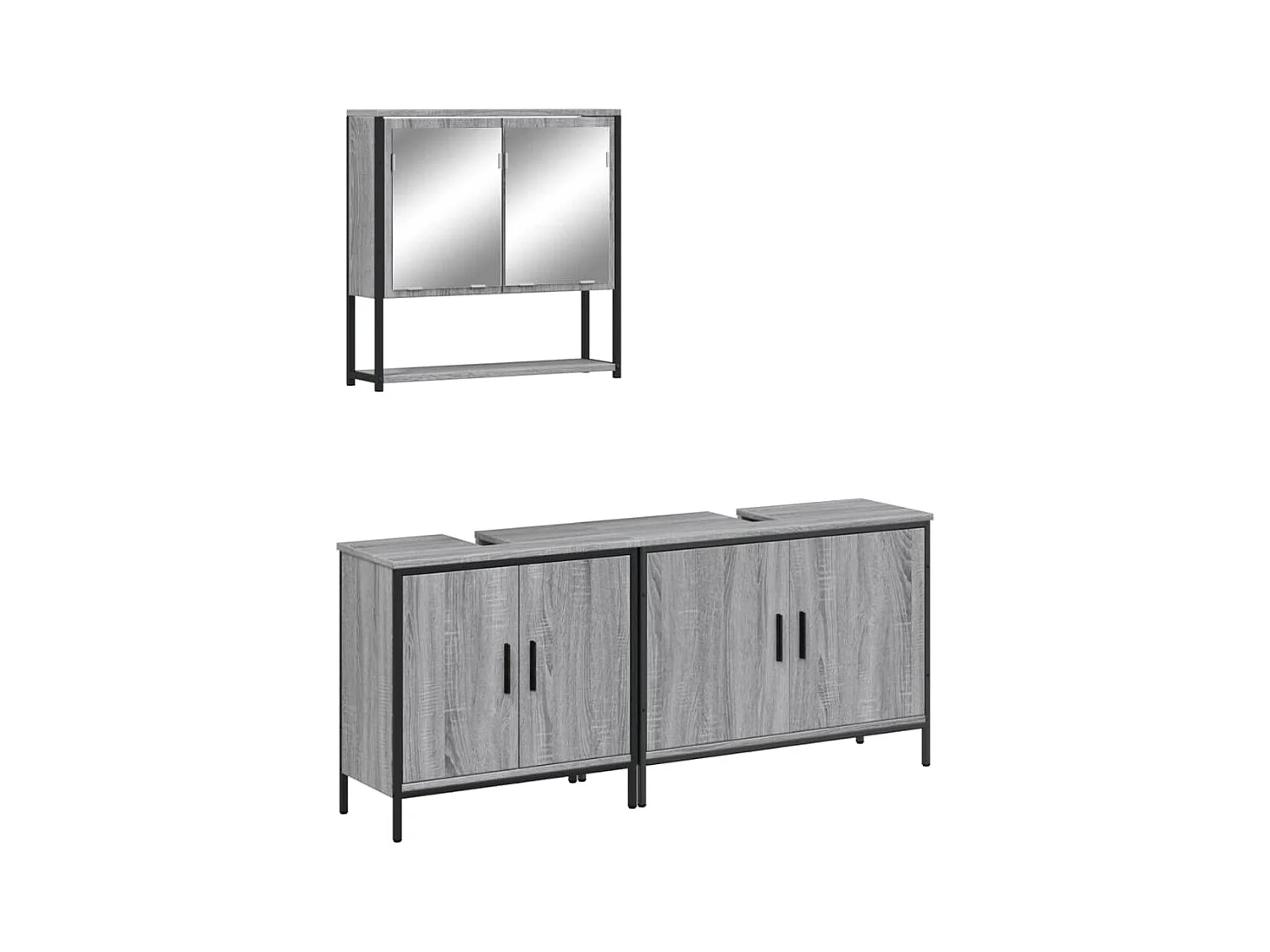 Ensemble de meubles de salle de bain 3 pcs Sonoma gris