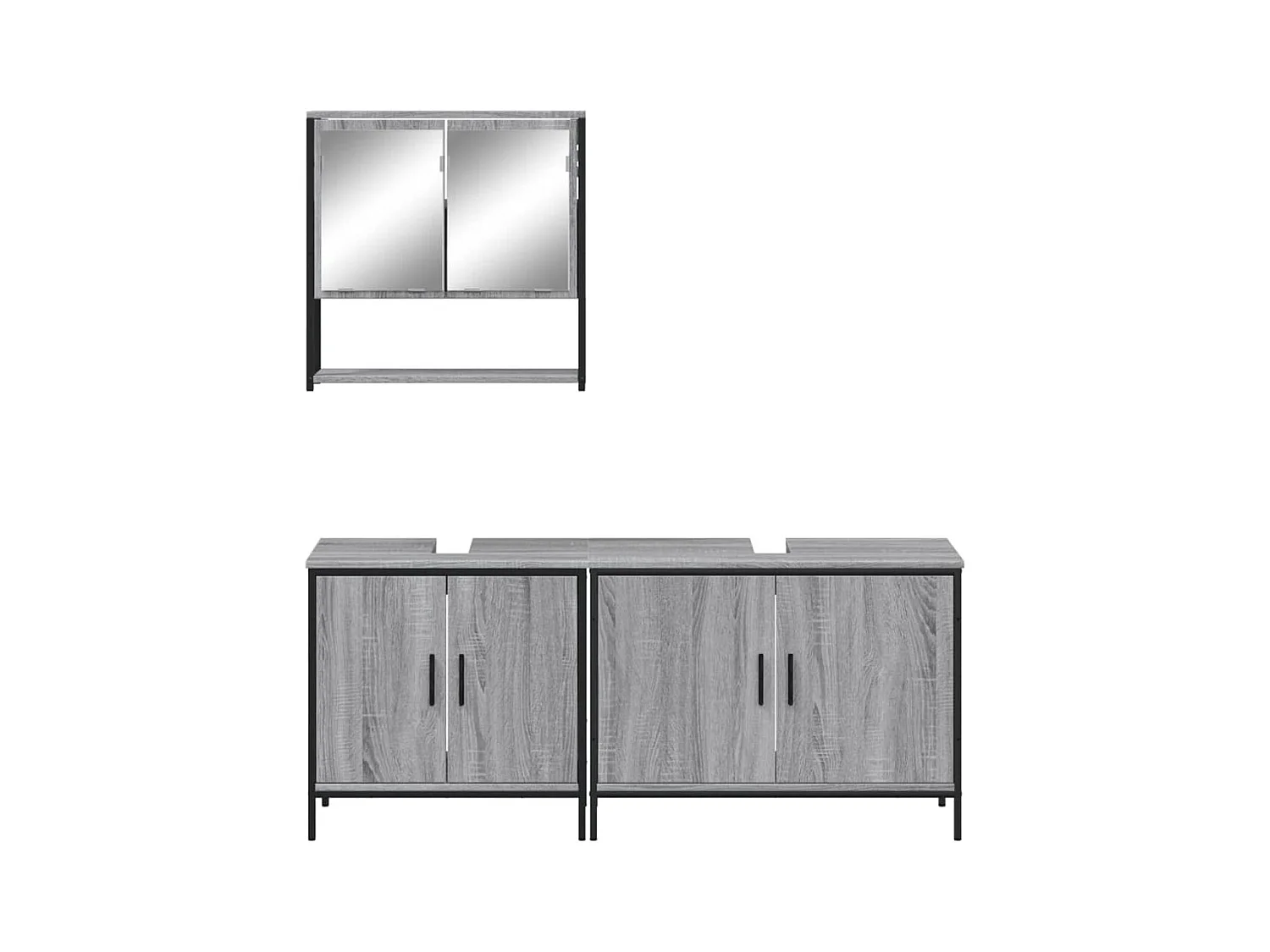 Ensemble de meubles de salle de bain 3 pcs Sonoma gris