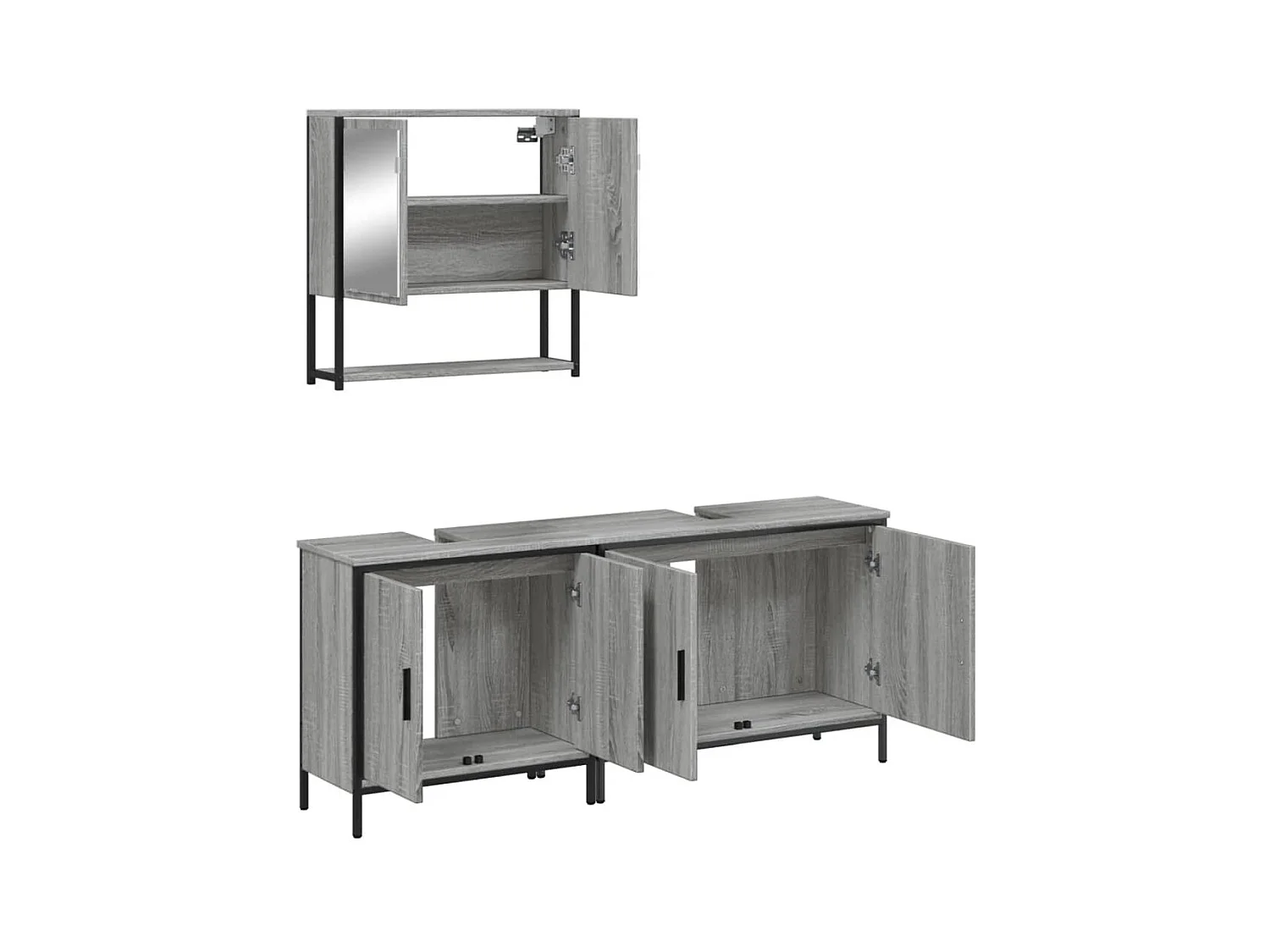 Ensemble de meubles de salle de bain 3 pcs Sonoma gris