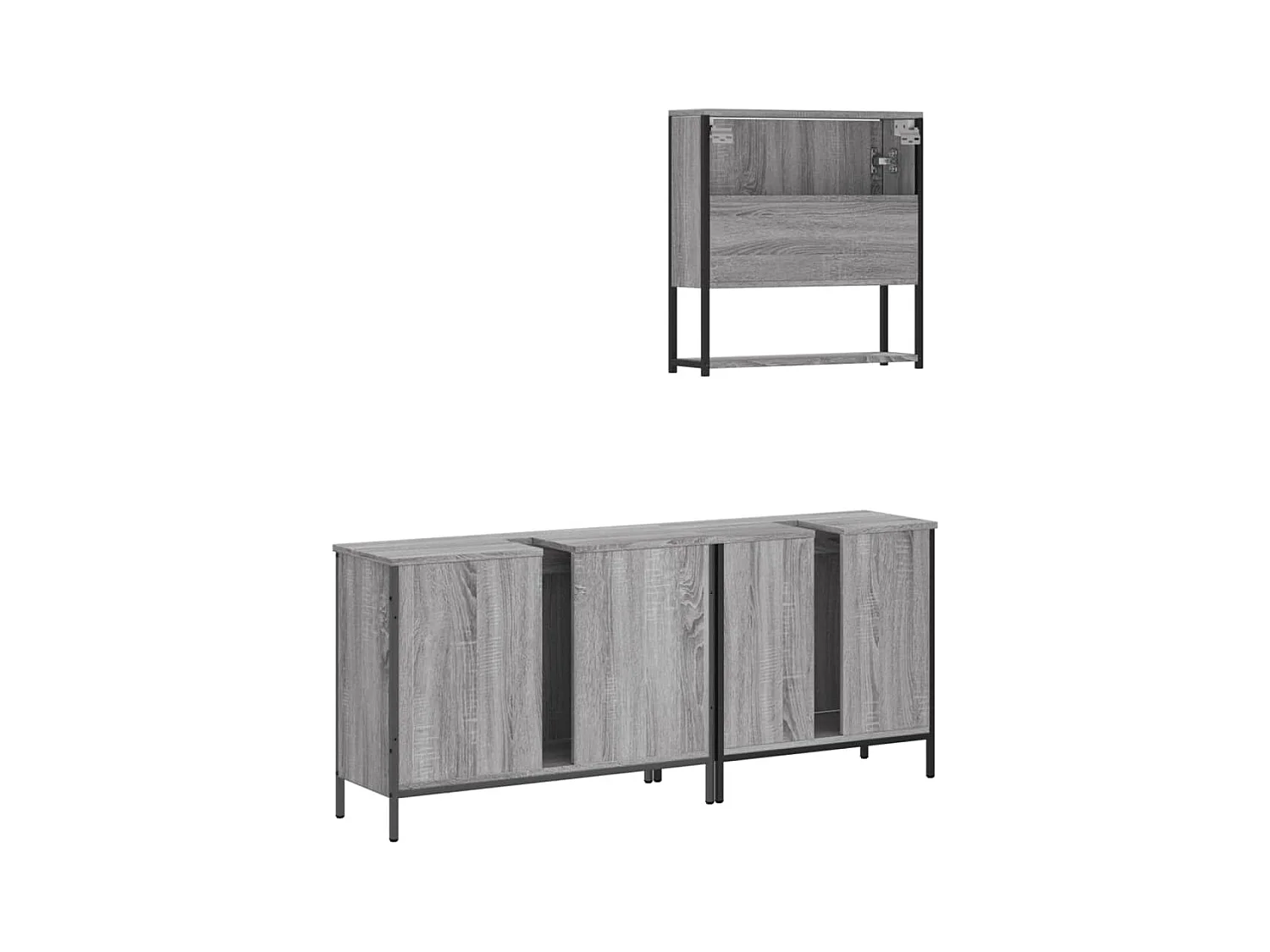 Ensemble de meubles de salle de bain 3 pcs Sonoma gris