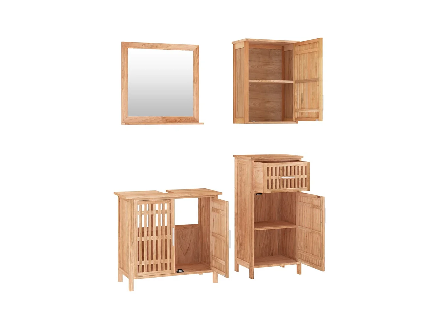 Ensemble de meubles de salle de bain 4 pcs Bois massif de noyer