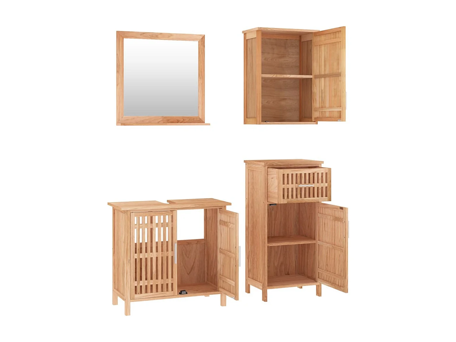 Ensemble de meubles de salle de bain 4 pcs Bois massif de noyer