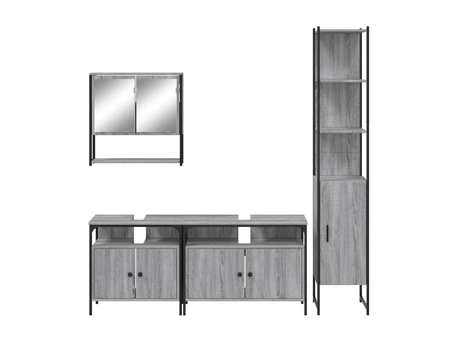 4-teiliges Badezimmermöbel-Set in Sonoma-Grau