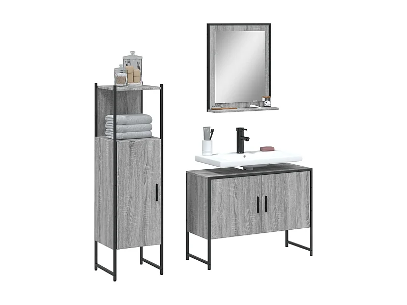 Set di mobili da bagno Sonoma Gray da 3 pezzi