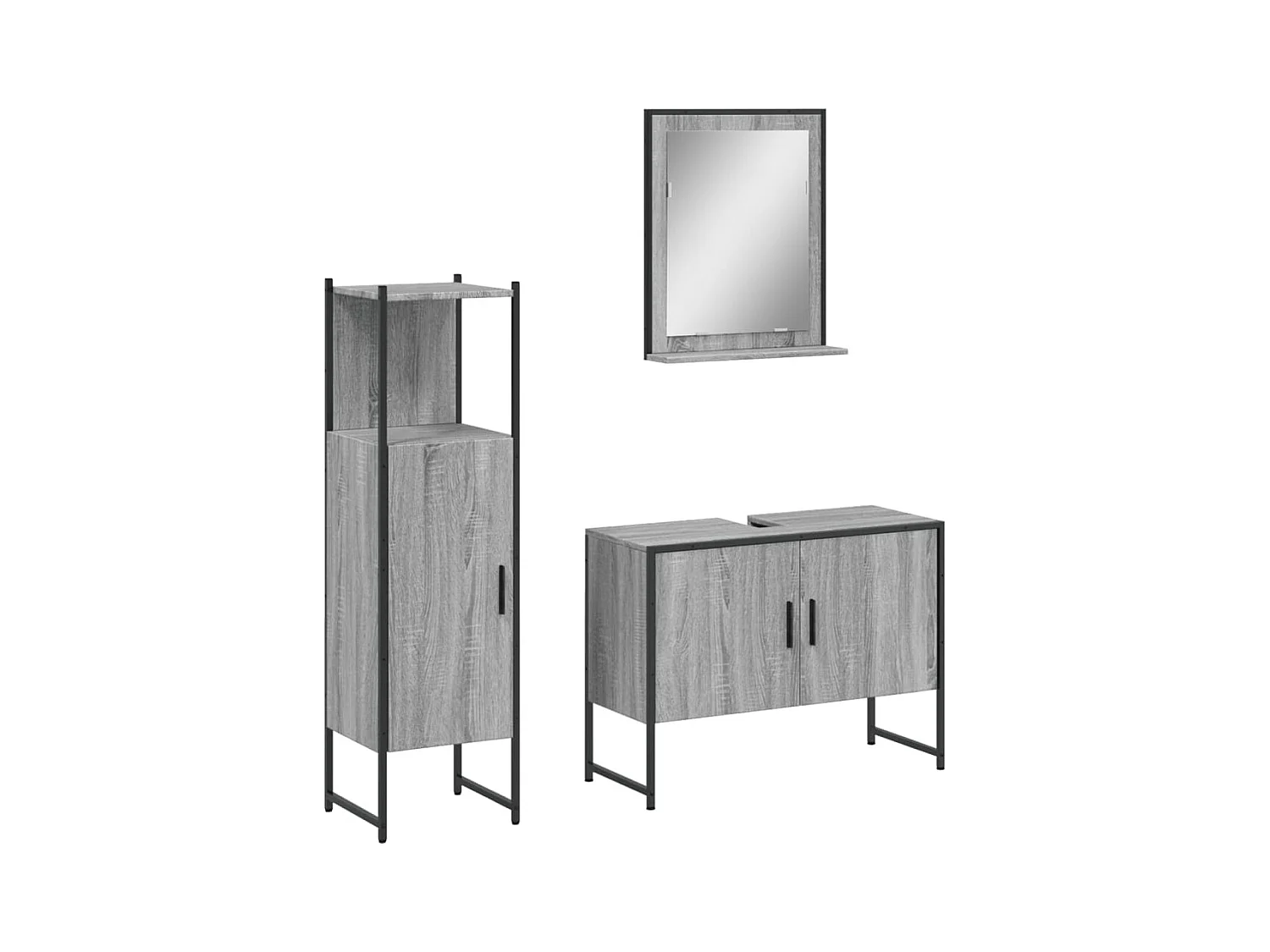 Ensemble d'armoires de salle de bain 3 pcs sonoma gris