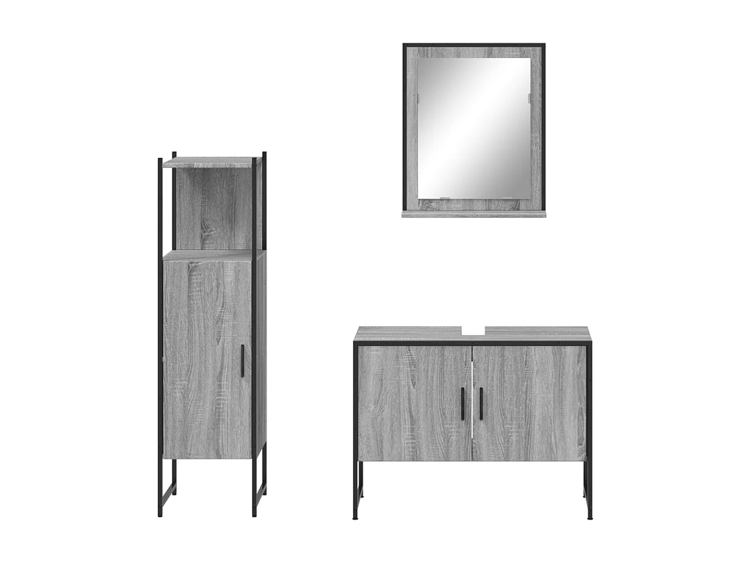Ensemble d'armoires de salle de bain 3 pcs sonoma gris