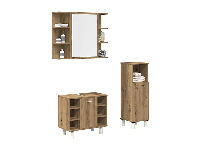 Ensemble de meubles salle de bain 3 pcs bois d'ingénierie
