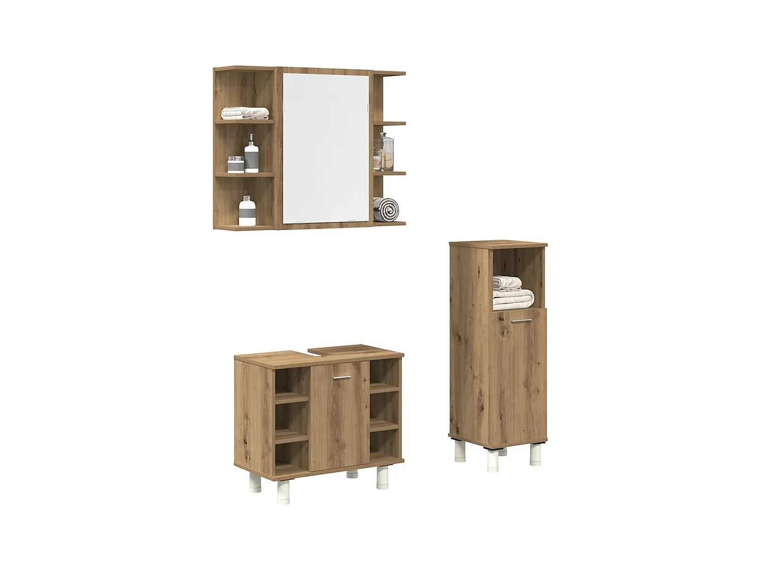 Ensemble de meubles salle de bain 3 pcs bois d'ingénierie