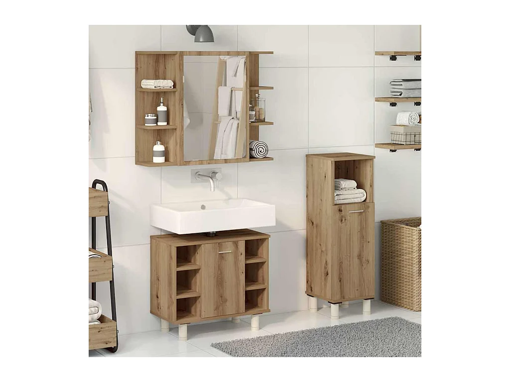 Ensemble de meubles salle de bain 3 pcs bois d'ingénierie