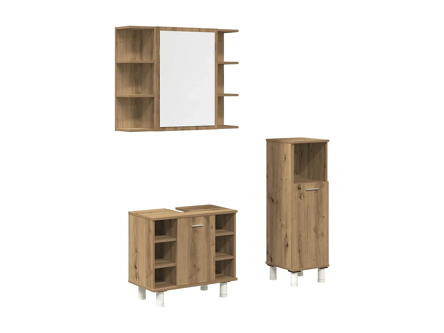 3-delige badkamermeubelset van bewerkt hout