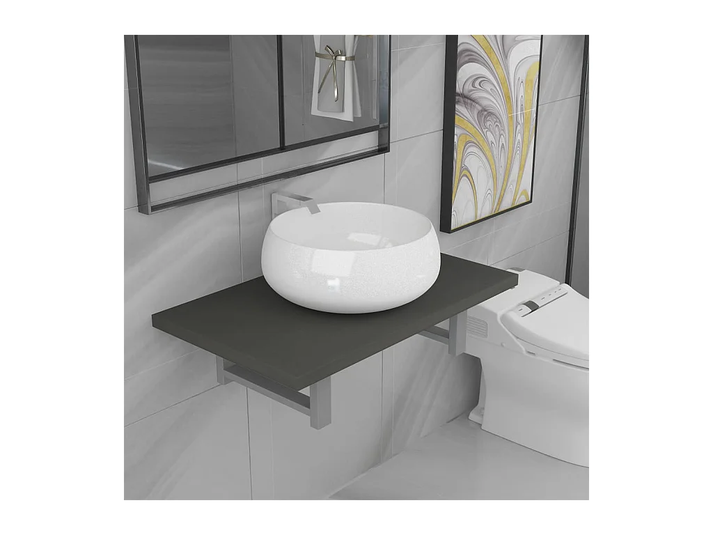 Tweedelige badkamerkast in grijs keramiek