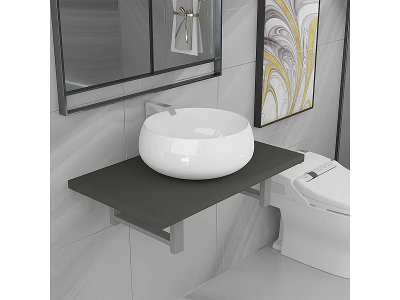 Mobile bagno due pezzi in ceramica grigia
