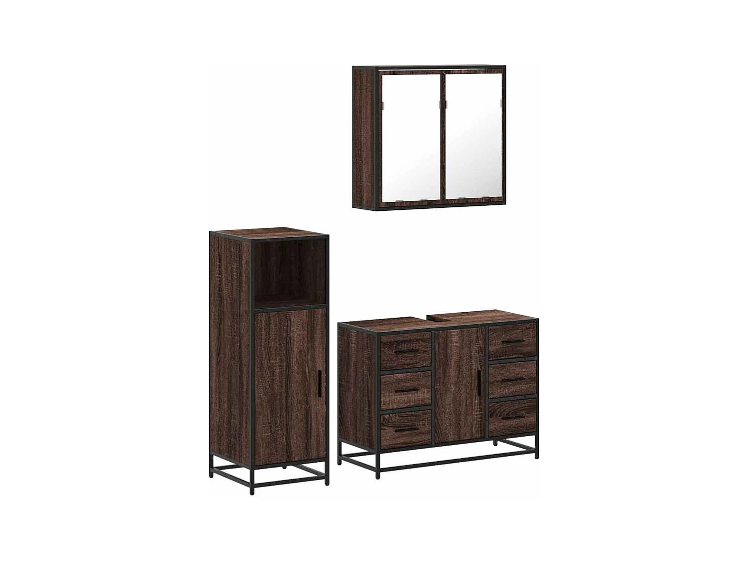 Ensemble de meubles de salle de bain 3 pcs Chêne marron