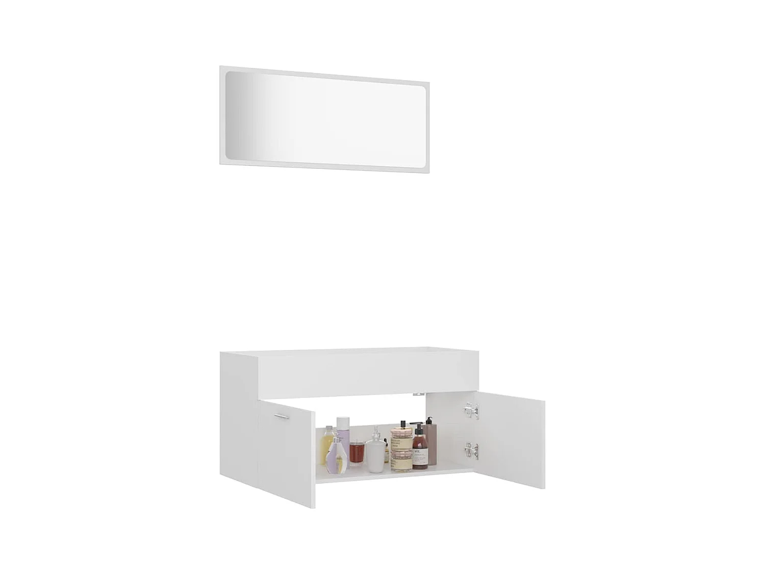 Juego de muebles de baño de 2 piezas de madera de ingeniería blanca