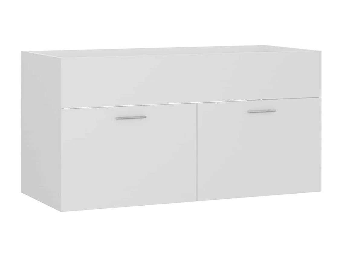 Ensemble de meubles de salle de bain 2pcs blanc bois ingénierie