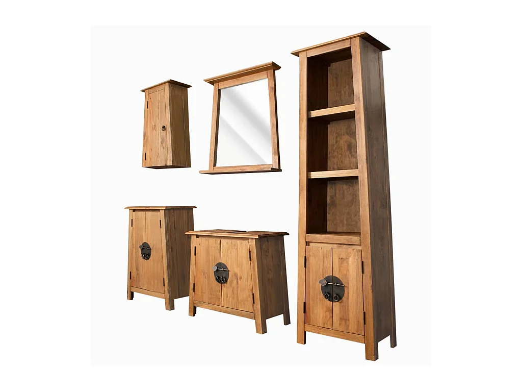 Ensemble de salle de bains 5 pcs Pinède solide