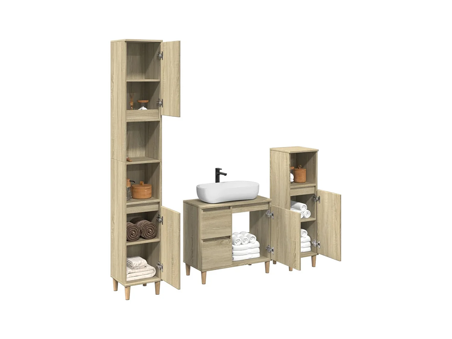 3-delige badkamermeubelset Sonoma Eiken