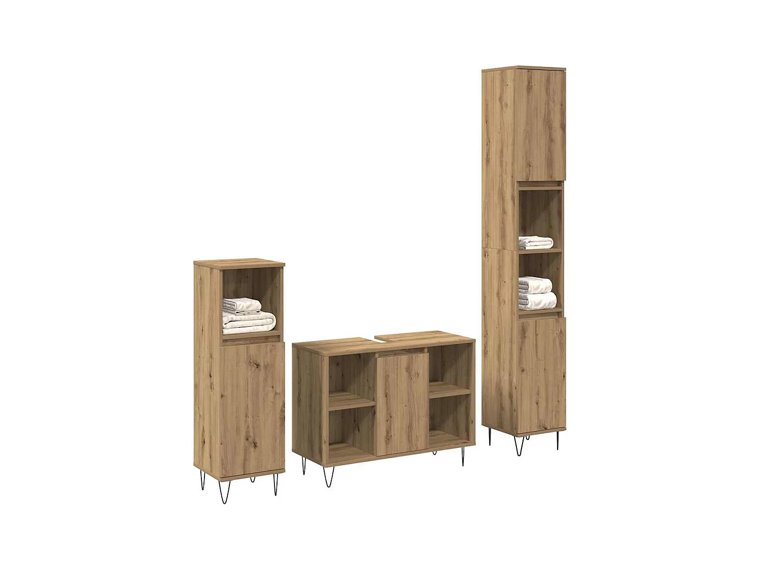 Ensemble de meubles pour salle de bain 3 pcs Chêne artisanal