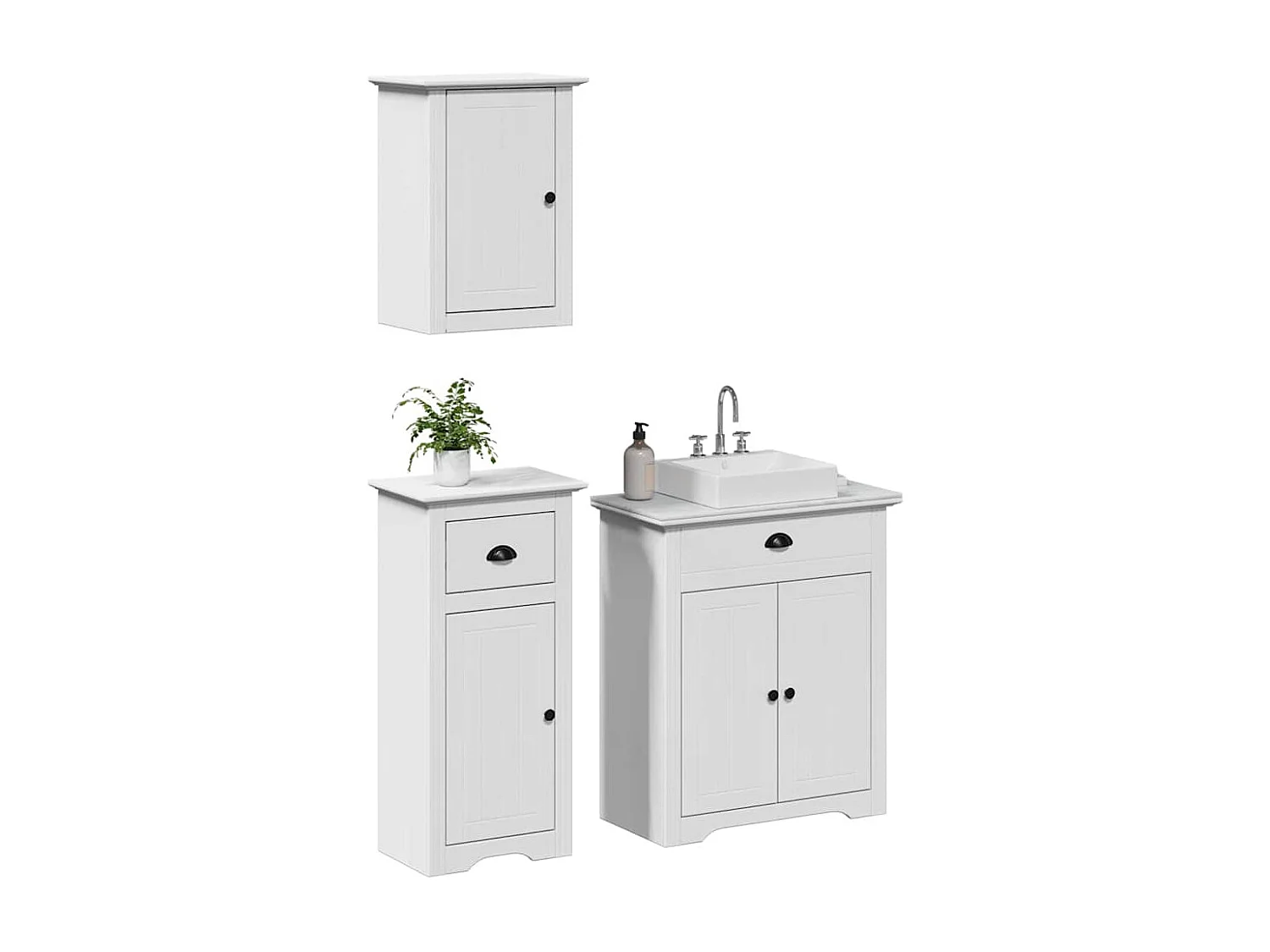 Meubles de salle de bain 3 pcs BODO blanc bois de pin massif