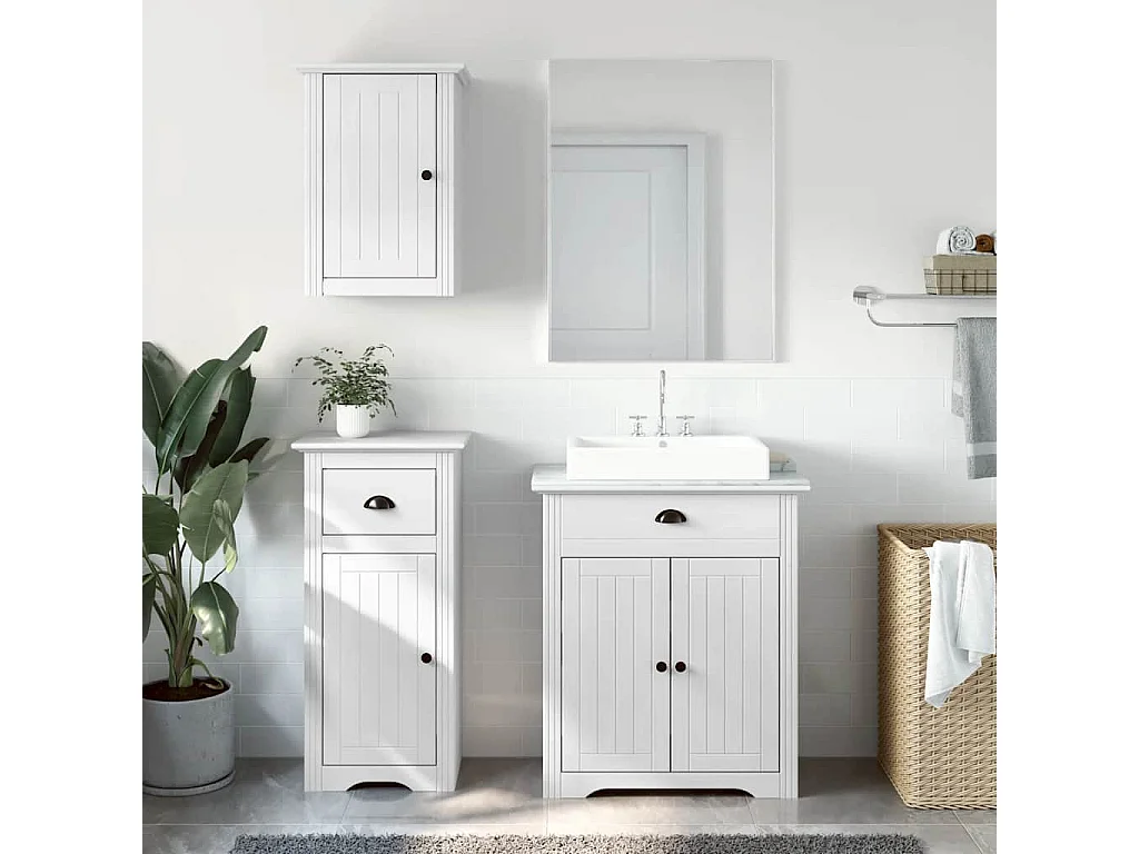 Meubles de salle de bain 3 pcs BODO blanc bois de pin massif